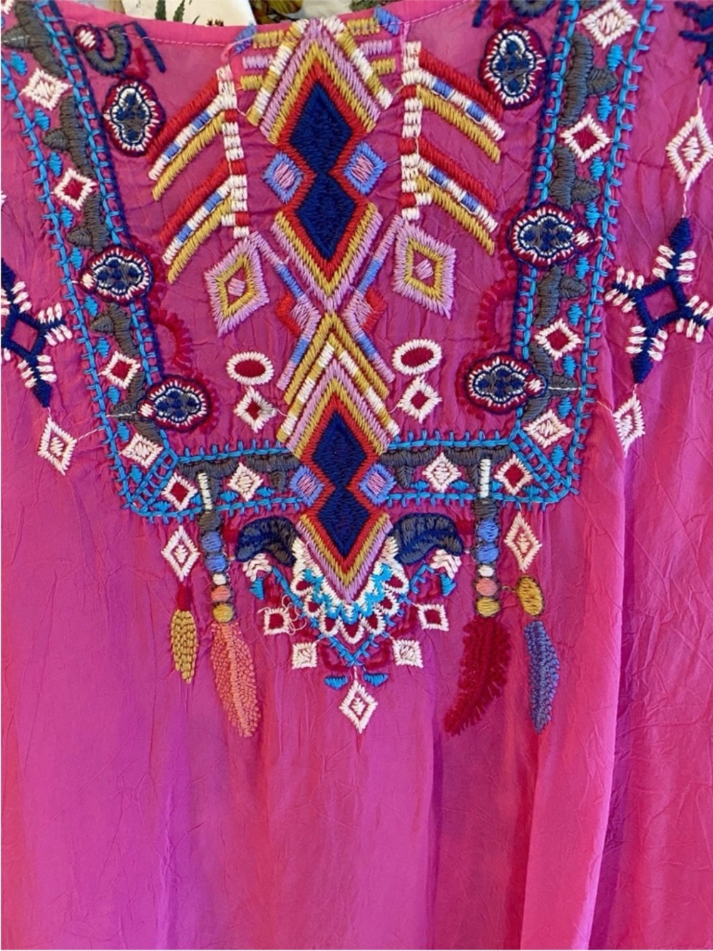 Johnny Was Paradise Pink Embroidered Boho Rangoon Blouse, NWT, L - Picture 7 of 16
